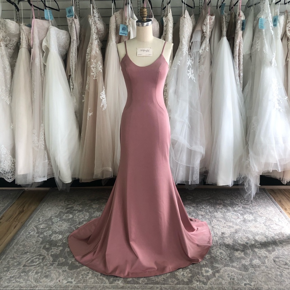 Dusty Rose fitted prom dress Open Back - Picture 8 of 8
